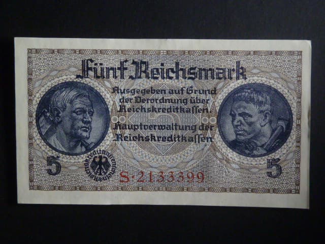 vydání pro obsazené území 1939-45, 5 Reichsmark série S, Ros. ZWK-4a