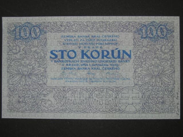 100 K 1919 poukázka království českého, nevydaná, jednostranná