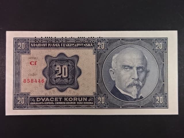 20 Kč 1926 série Cf, perf. SPECIMEN z líce