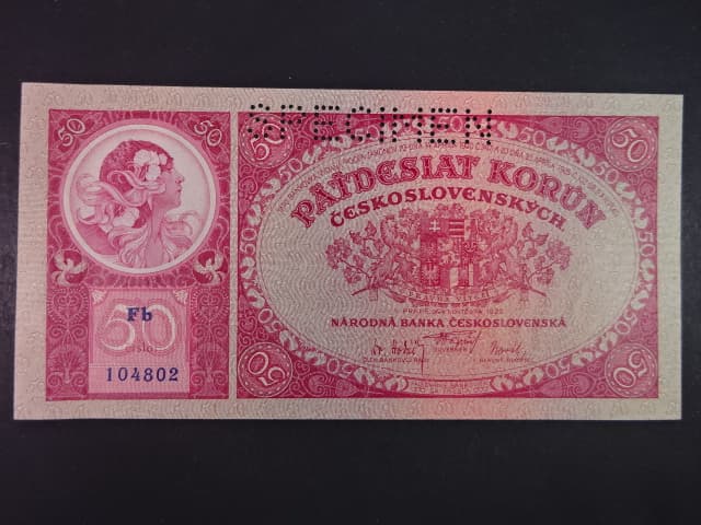 50 Kč 1929 série Fb, perf. SPECIMEN