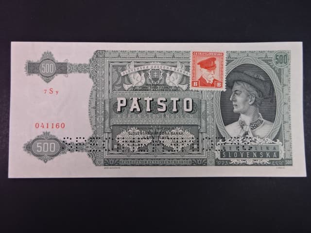 500 Ks 1941 kolkovaná série 7Sy, 2x perf. SPECIMEN dole
