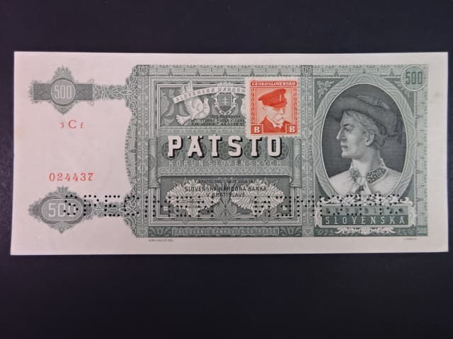 500 Ks 1941 kolkovaná série 3Cf, 2x perf. SPECIMEN dole