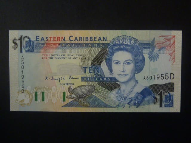 VÝCHODOKARIBSKÉ STÁTY, Dominca 10 Dollars 1993, BNB. B211d, Pi. 27