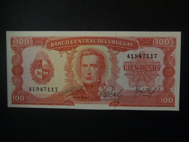 URUGUAY, 100 pesos 1967, BNB. B507h2, Pi. 47
