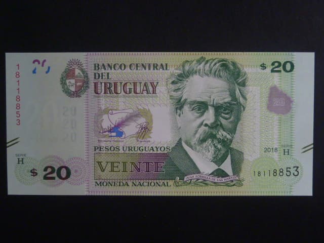 URUGUAY, 20 Pesos uruguayos 2018, BNB. B552b, Pi. 93