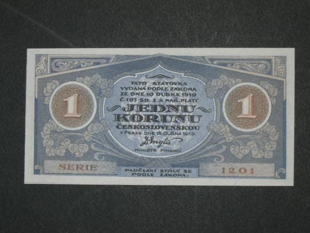 1 Kč 1919, návrh, oboustranná, fialová