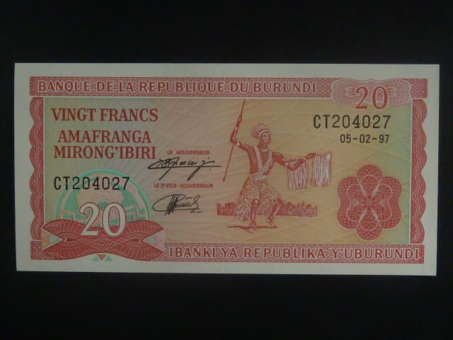 BURUNDI, 20 Francs 1997, BNB. B215j