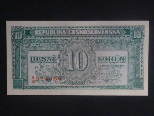 10 Kčs 1945 série R/B