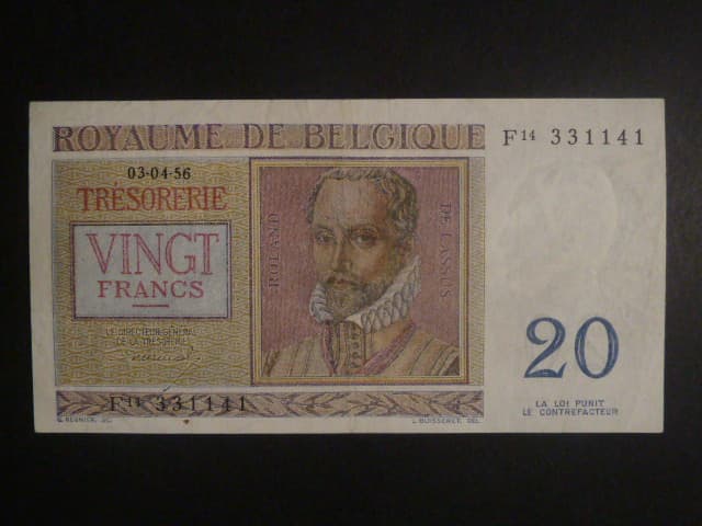 20 Francs 1956, BNB. B701b, Pi. 132