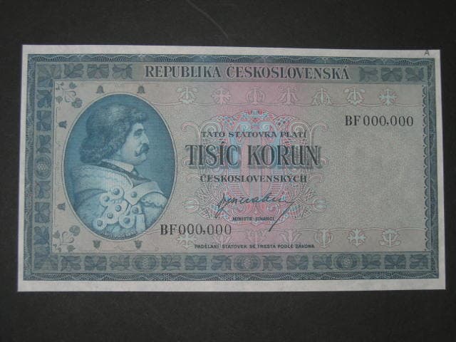 1000 Kč 1945, anulát, oboustranná