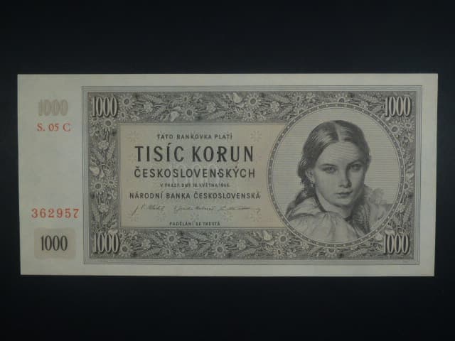 1000 Kčs 1945 série C 05, perf. "3md" nad sebou