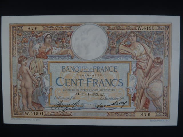 100 Francs 23.12. 1933, BNB. 951f, Pi. 71