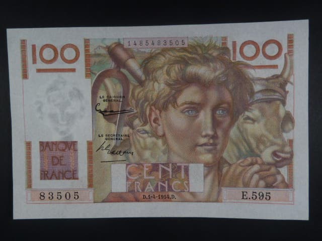 100 Francs 1.4. 1954, BNB. B982d, Pi. 128