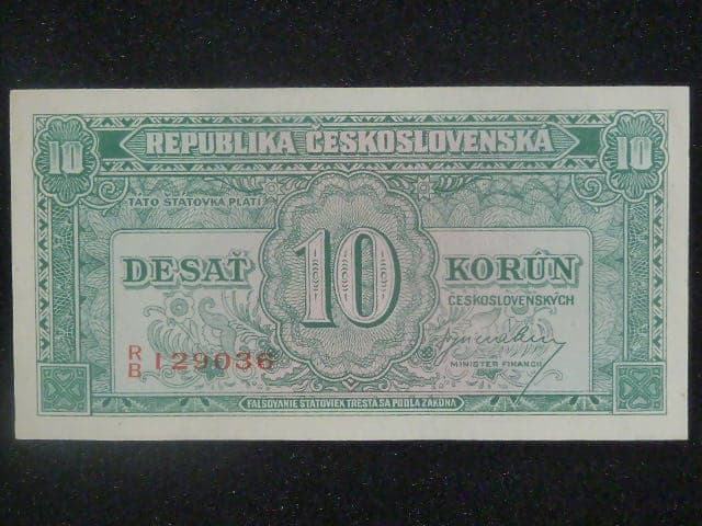 10 Kčs 1945 série R/B