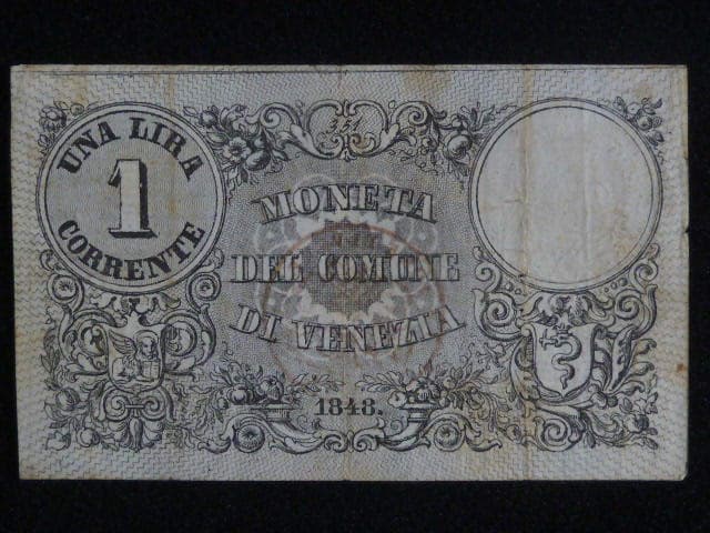 Lombardsko - Benátsko, 1 Lire 1848 - I. vydání, Moneta del Comune di Venezia, Ri. 509
