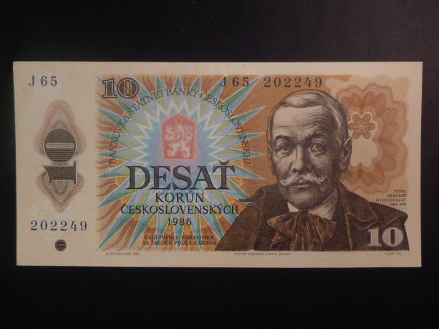 10 Kčs 1986 série J 65, II. tisková deska