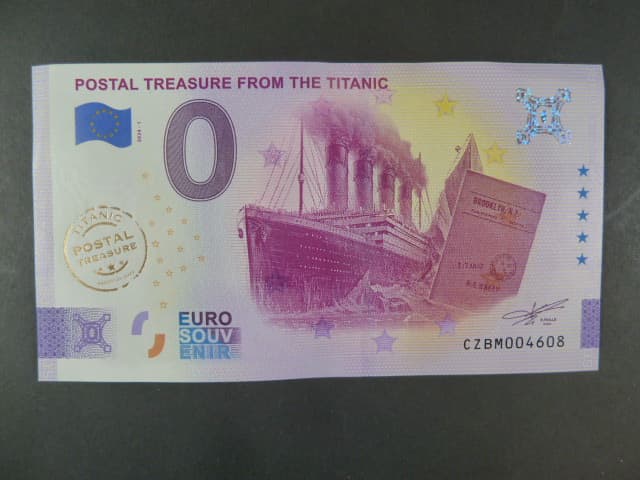 0 Euro Titanic 2024, zlatý přítisk Titanic Postal