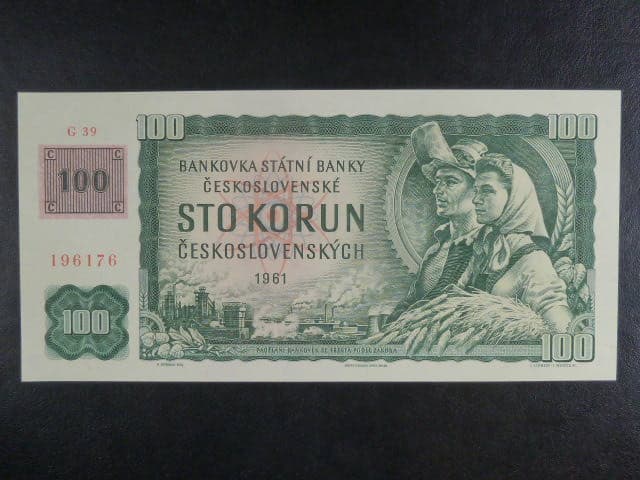 100 Kč 1961/1993 série G 39, kolek, I.vydání, číslovač 2d