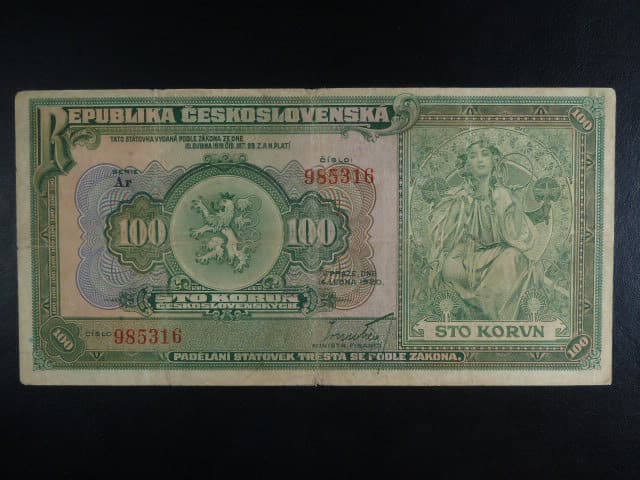 100 Kč 1920 série Ar