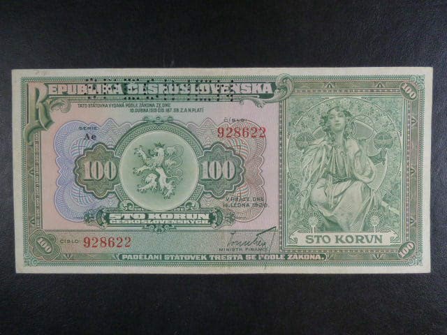 100 Kč 1920 série Aa, perf. SPECIMEN