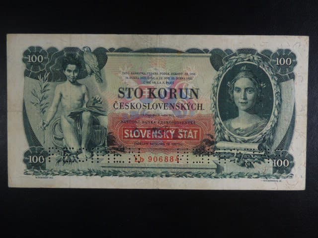 100 Ks 1931/1940 s přetiskem série Lb, II.vydání, 2x SPECIMEN dole