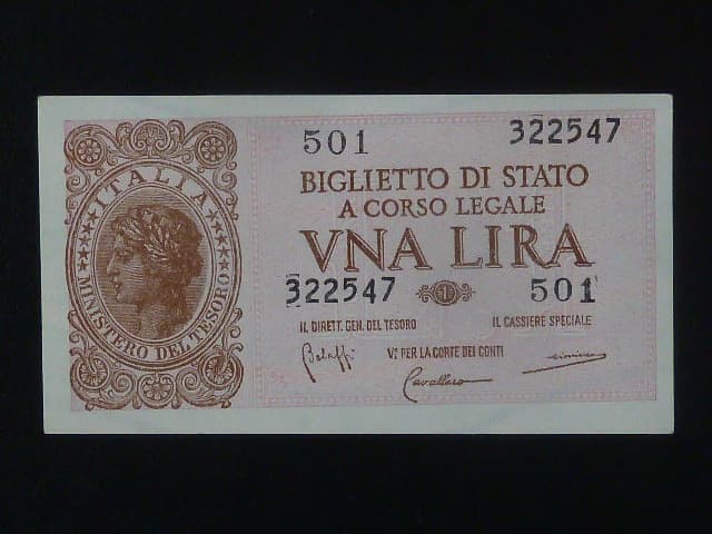 1 Lire 1944 var. podpisu, BNB. B316b, Pi. 29b