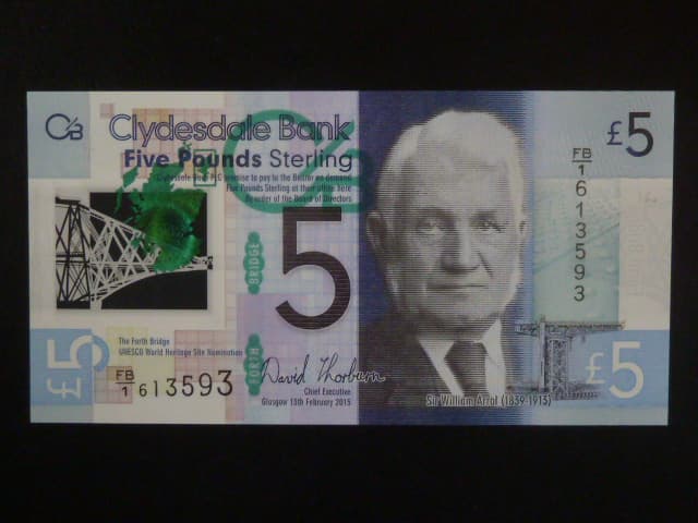 Clydesdale Bank, 5 Pounds 2015, BNB. B1178a, Pi. 229N