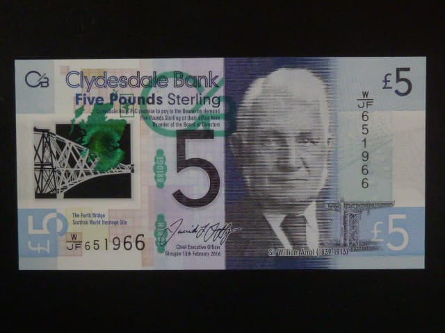 Clydesdale Bank, 5 Pounds 2016, BNB. B1179a, Pi. 229O