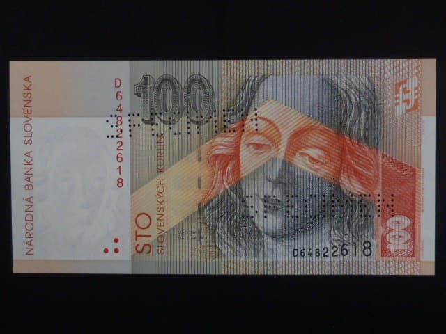100 Sk 1996 série D, 2x vodorovná perf. SPECIMEN