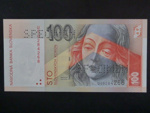 100 Sk 2004 série U, 2x vodorovná perf. SPECIMEN
