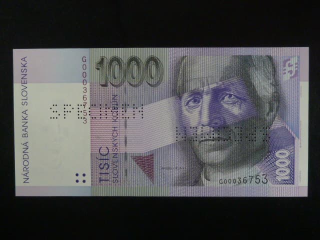 1000 Sk 1993 série G, 2x vodorně zrcadlově perf. SPECIMEN