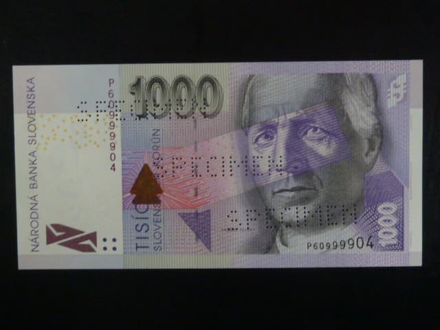 1000 Sk 2005 série P, 3x vodorovně perf. SPECIMEN