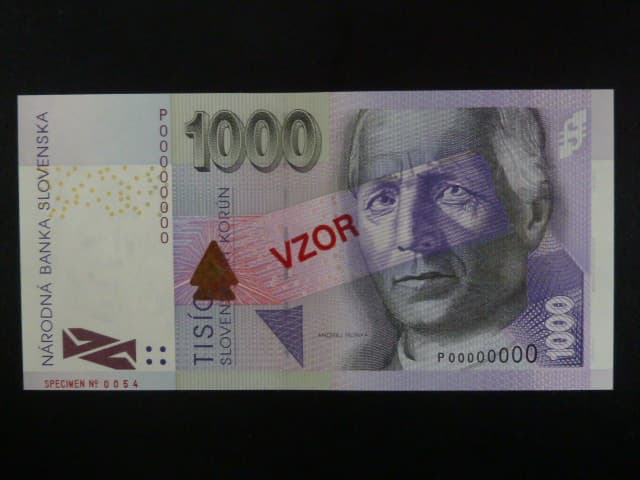 1000 Sk 2007 série P 00000000, anulát číslo 0054 s přetiskem VZOR