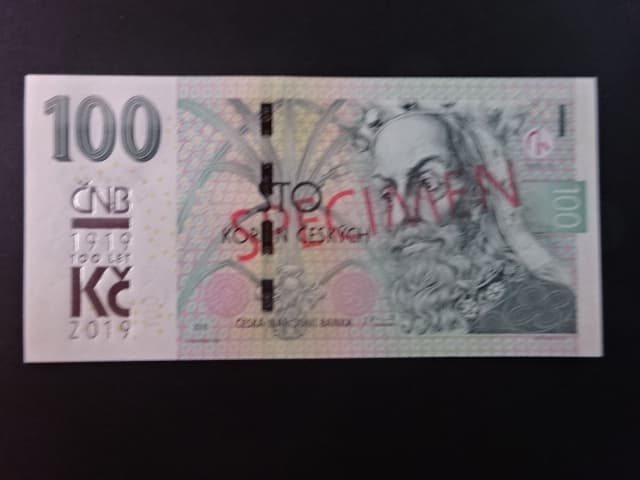 100 Kč 2019 série M 26 s přítiskem s červeným přetiskem SPECIMEN, Ba. CZ 29, náklad 3000 ks k propagačním účelům ČNB, (V2)