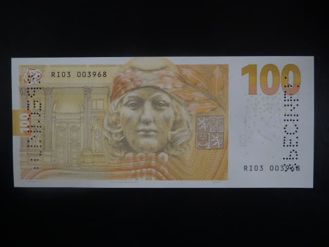 Rašín, 100 Kč 2019 série RI 03 s 2x perf. SPECIMEN (V3)