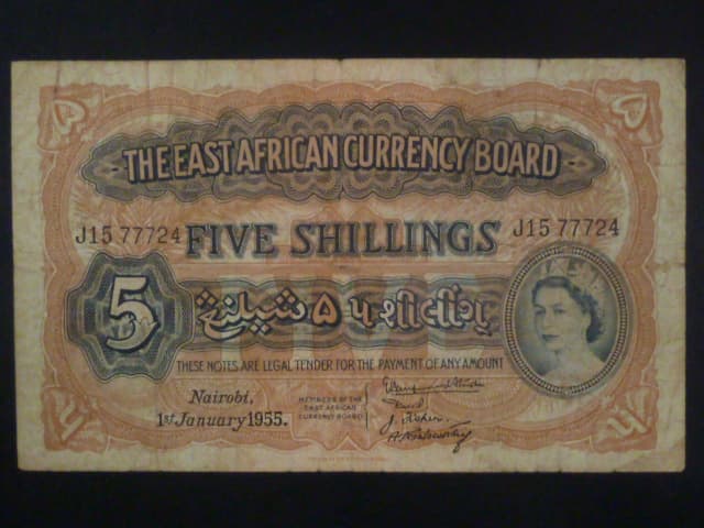 VÝCHODNÍ AFRIKA, 5 Shillings 1955, BNB. B223c, Pi. 33