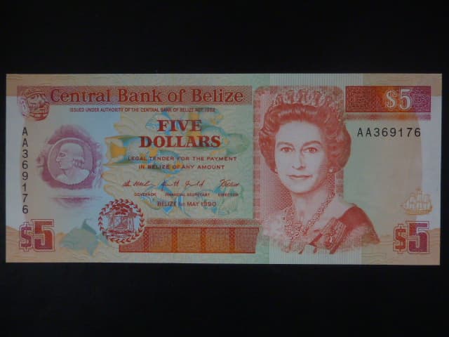 BELIZE, 5 Dollars 1990, BNB. B311a, Pi. 53