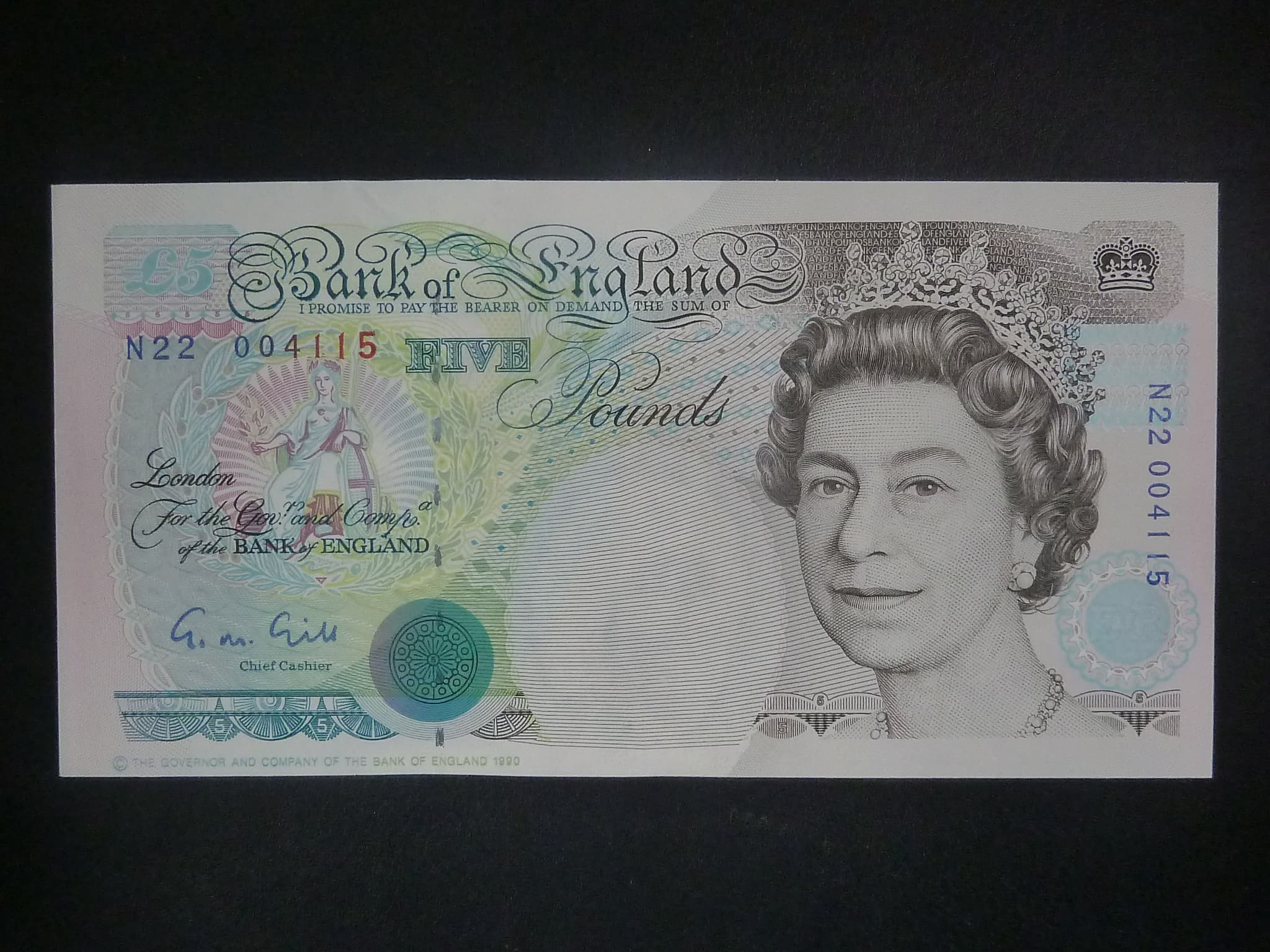 5 Pounds 1990 Gill, BNB. B191a, Pi. 382