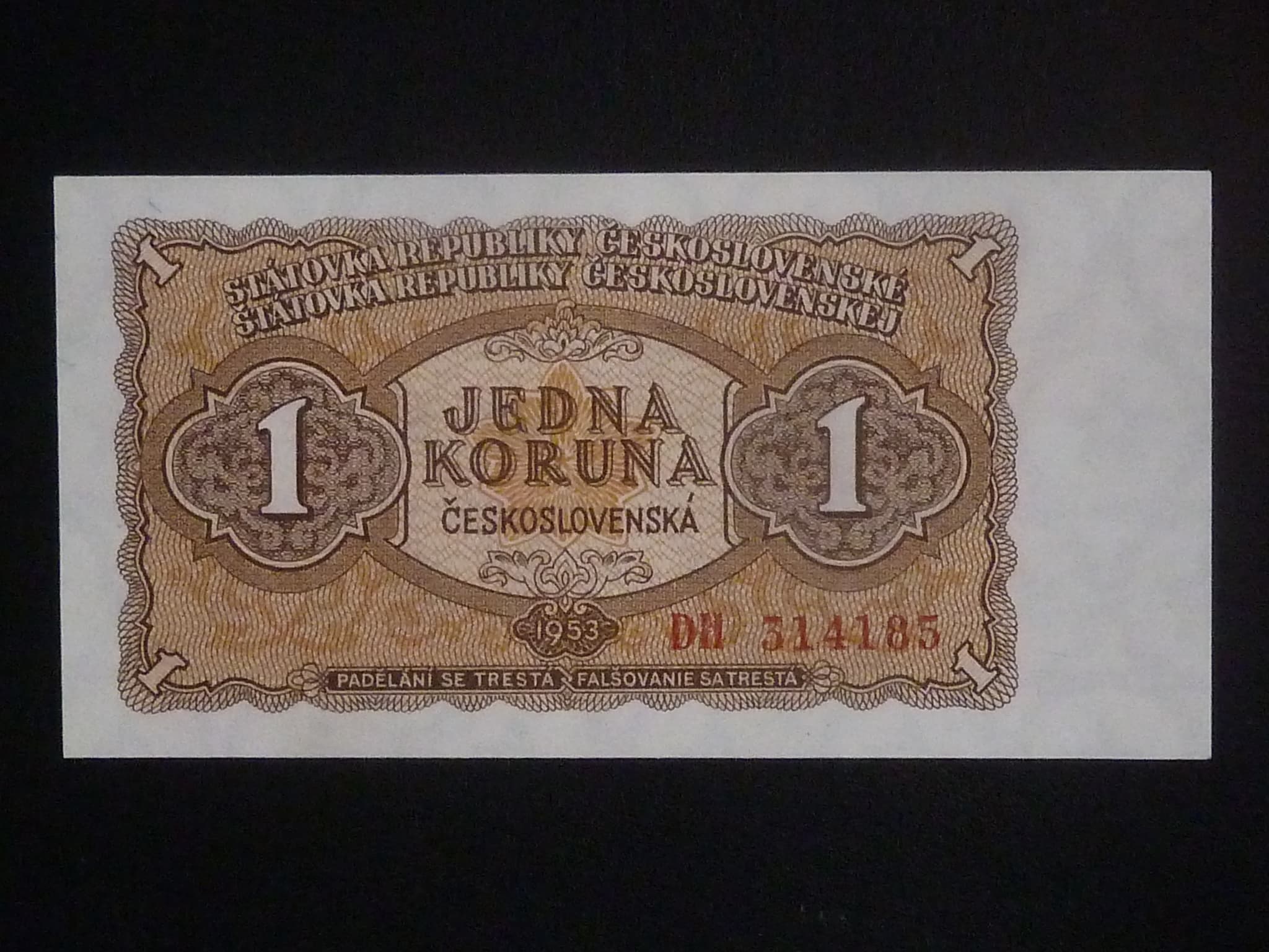 1 Kčs 1953 série DM, tiskárna Goznak Moskva