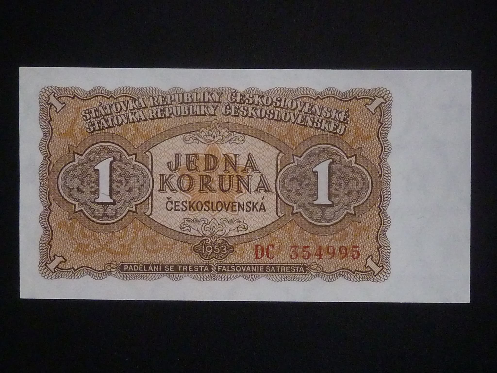 1 Kčs 1953 série DC, tiskárna Goznak Moskva