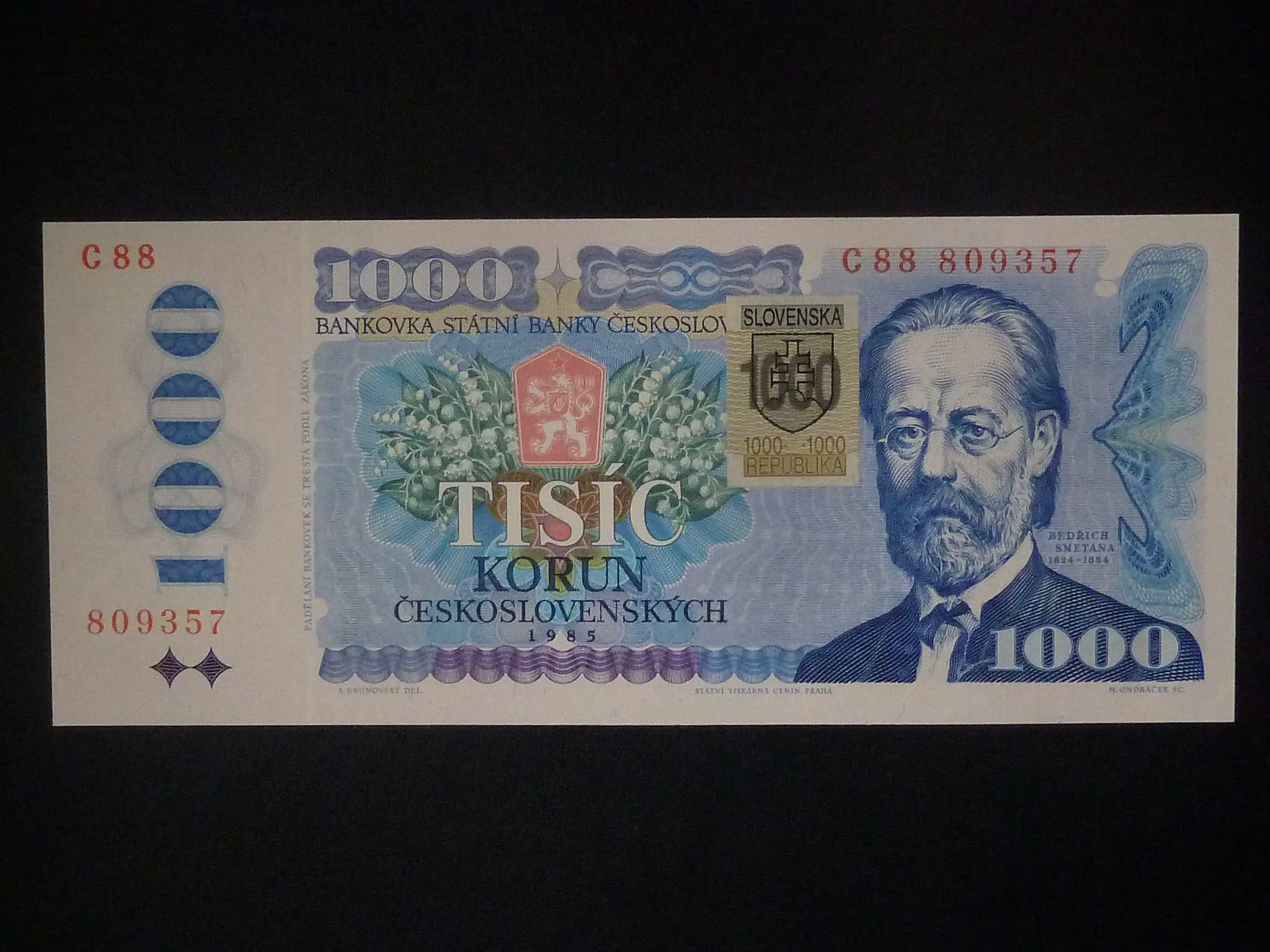 1000 Sk 1985/1993 série C 88, kolek, sériová čísla dál od sebe
