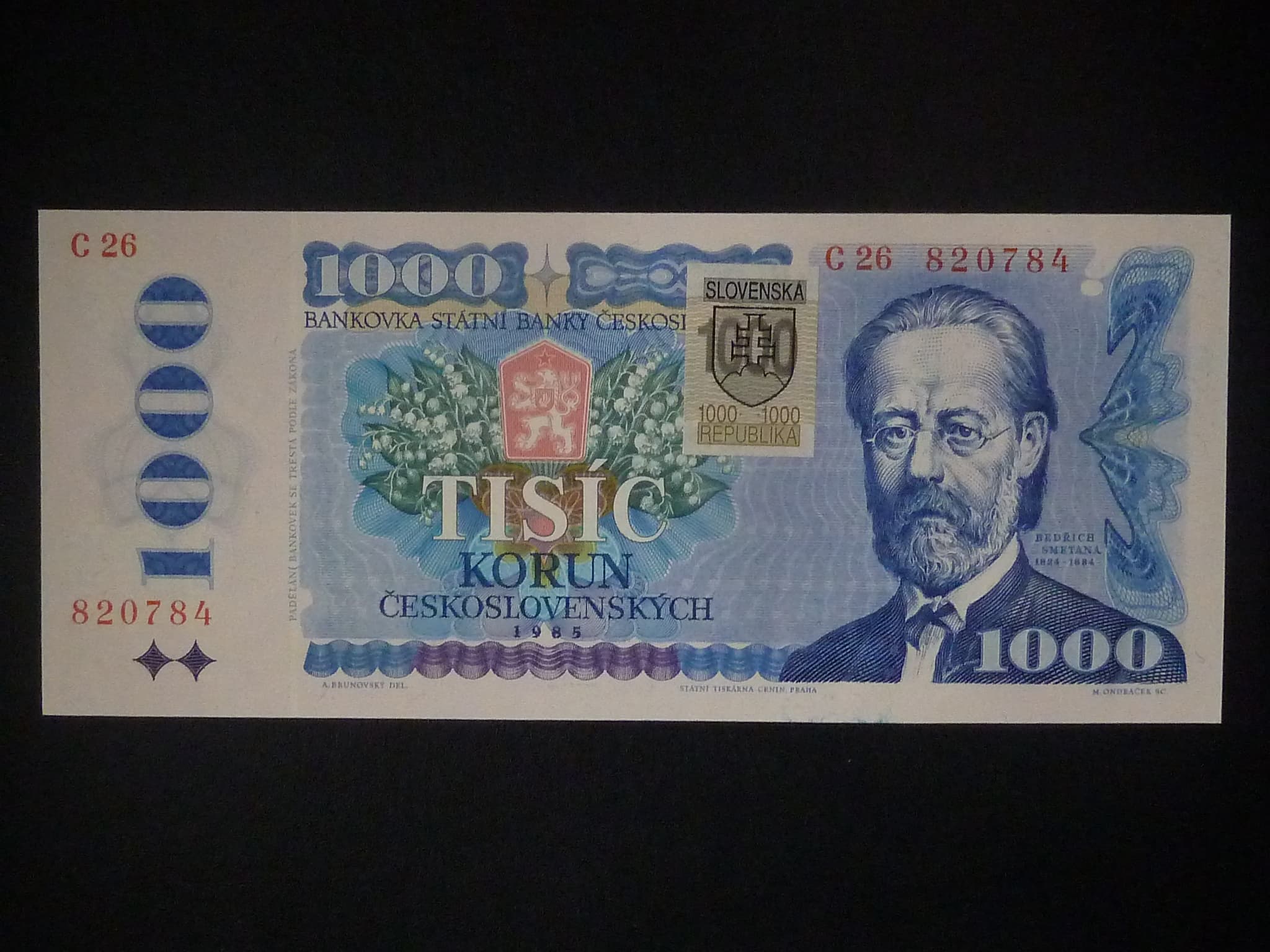 1000 Sk 1985/1993 série C 26, kolek, sériová čísla blíž u sebe