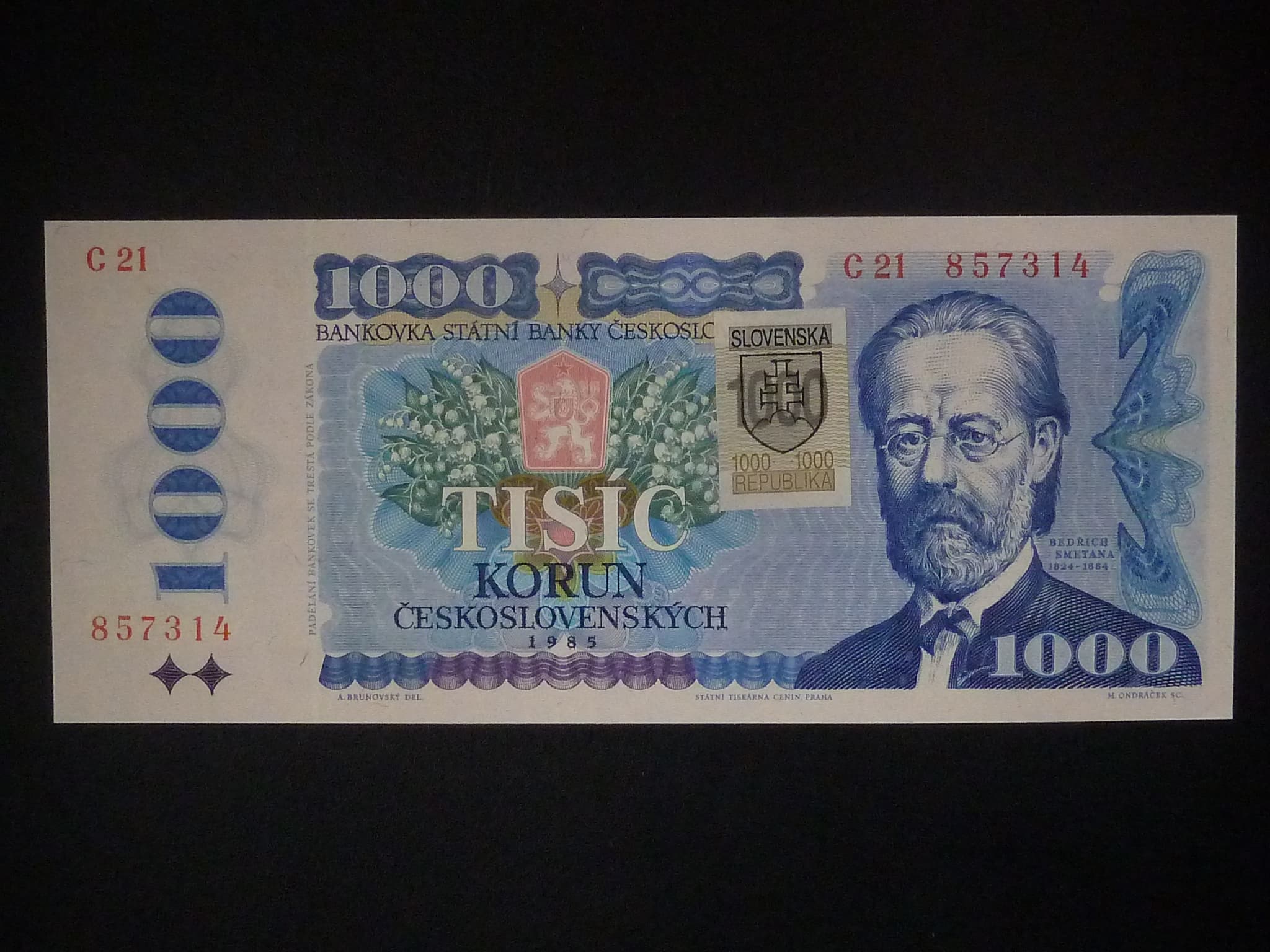 1000 Sk 1985/1993 série C 21, kolek, sériová čísla blíž u sebe