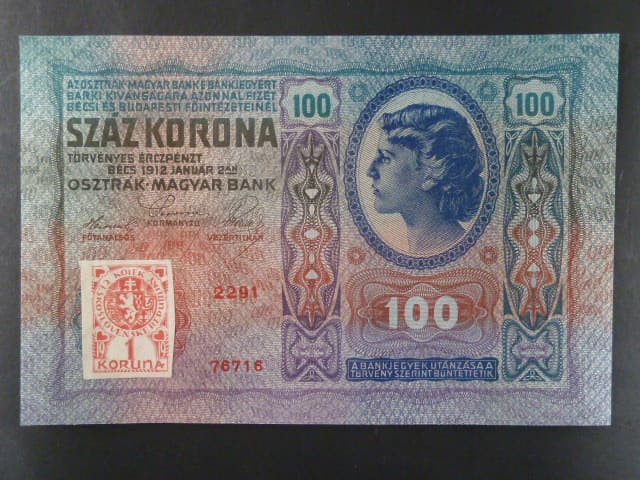 100 K 1912, kolkovaná, tmavě modrá