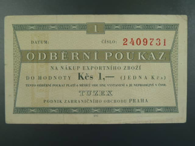 1 TKčs bez data, číslovač 7.mi místný, K.Š.K. 34/1b