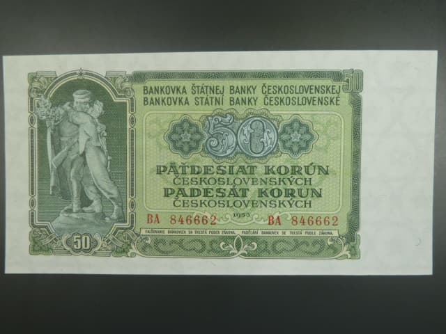 50 Kčs 1953 série BA, tiskárna Goznak Moskva
