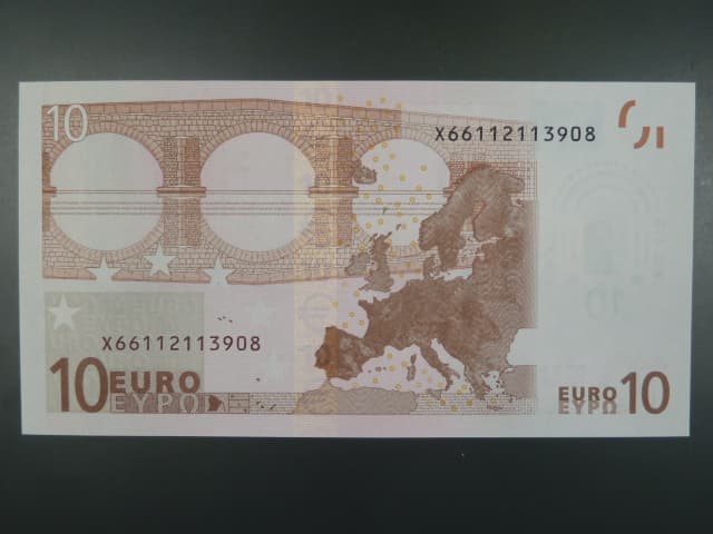 10 Euro 2002 s.X, Německo, podpis Jeana-Clauda Tricheta, E004 tiskárna F. C. Oberthur, Francie