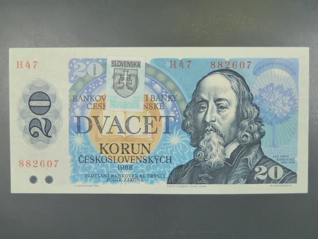 20 Sk/Kčs 1988 s. H 47, kolkovaná, Baj. SK 1, Pi. 15