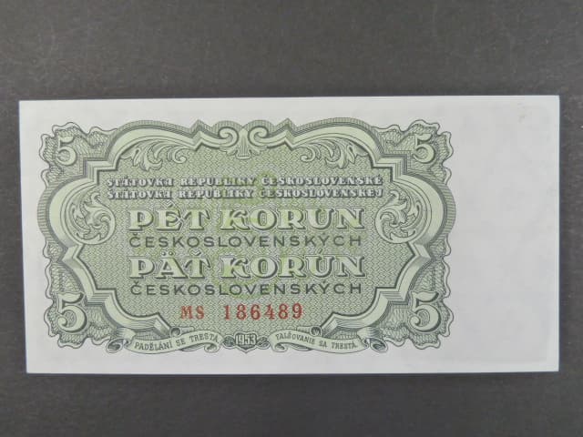 5 Kčs 1953 série MS, tiskárna STC Praha