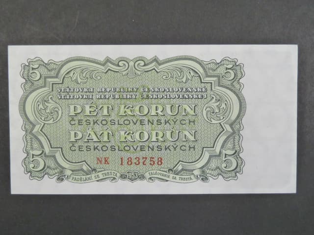 5 Kčs 1953 série NK, tiskárna STC Praha